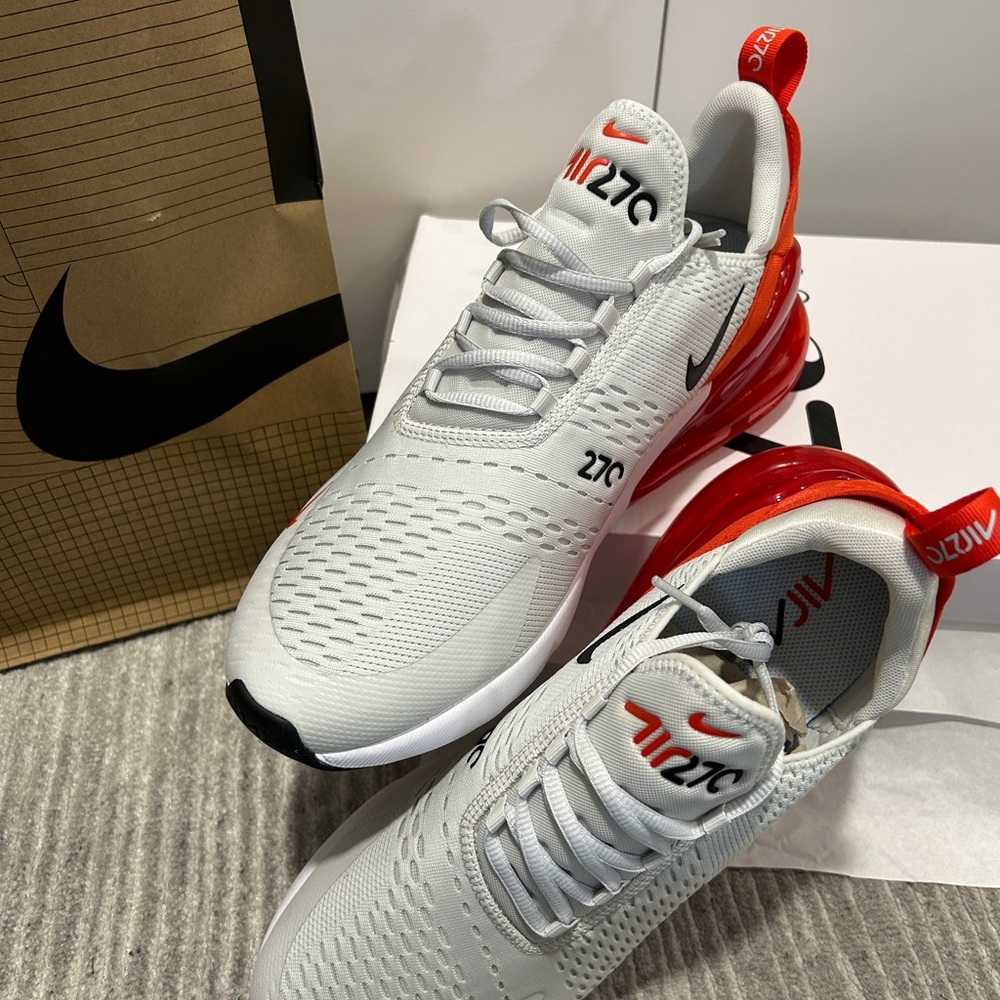 Nike Air Max 270 White and Red Sneakers